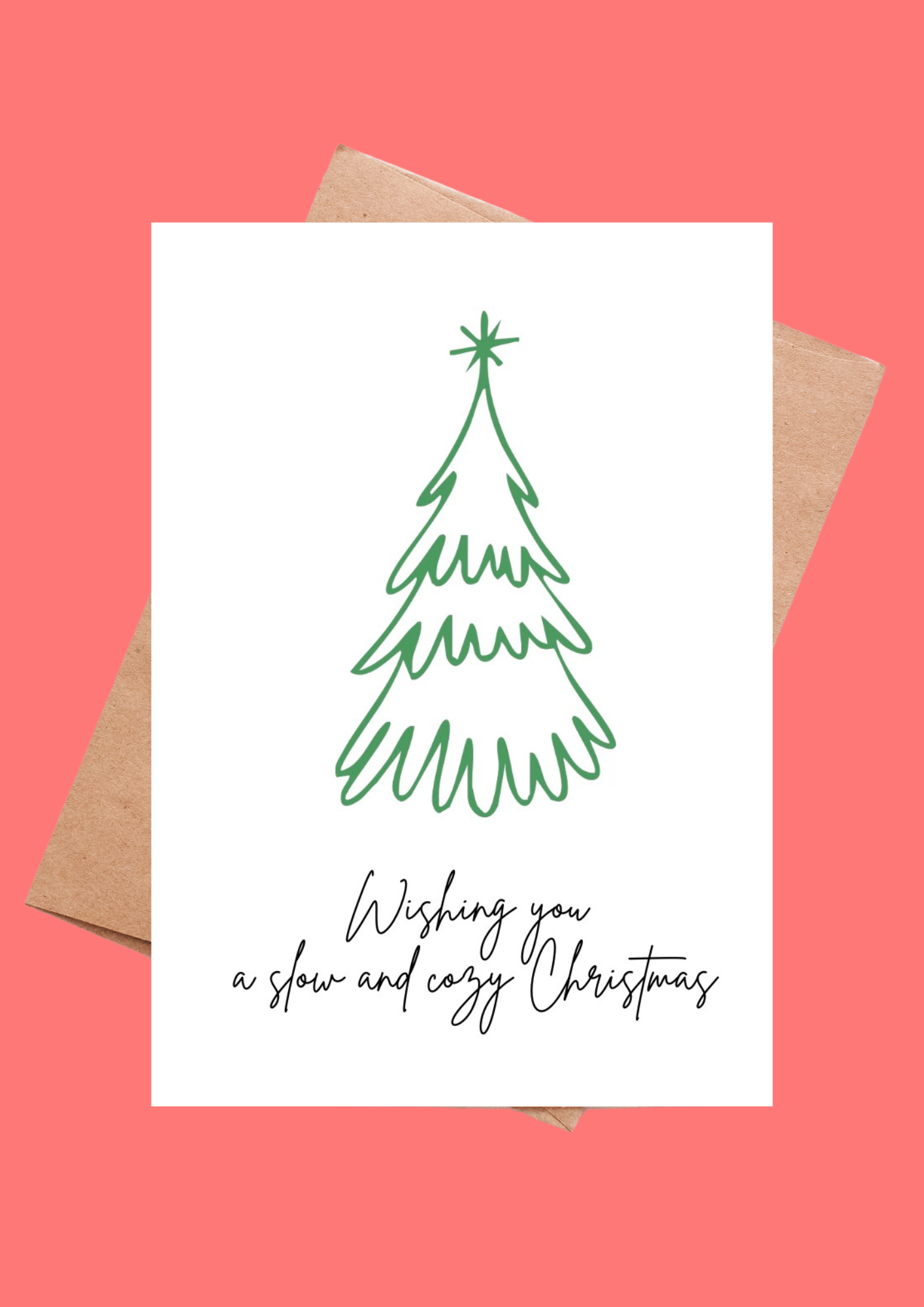 Christmas 2024 cards (26) Wishing You A Slow And Cozy Christmas" Minimalist Greeting Card - Image 1