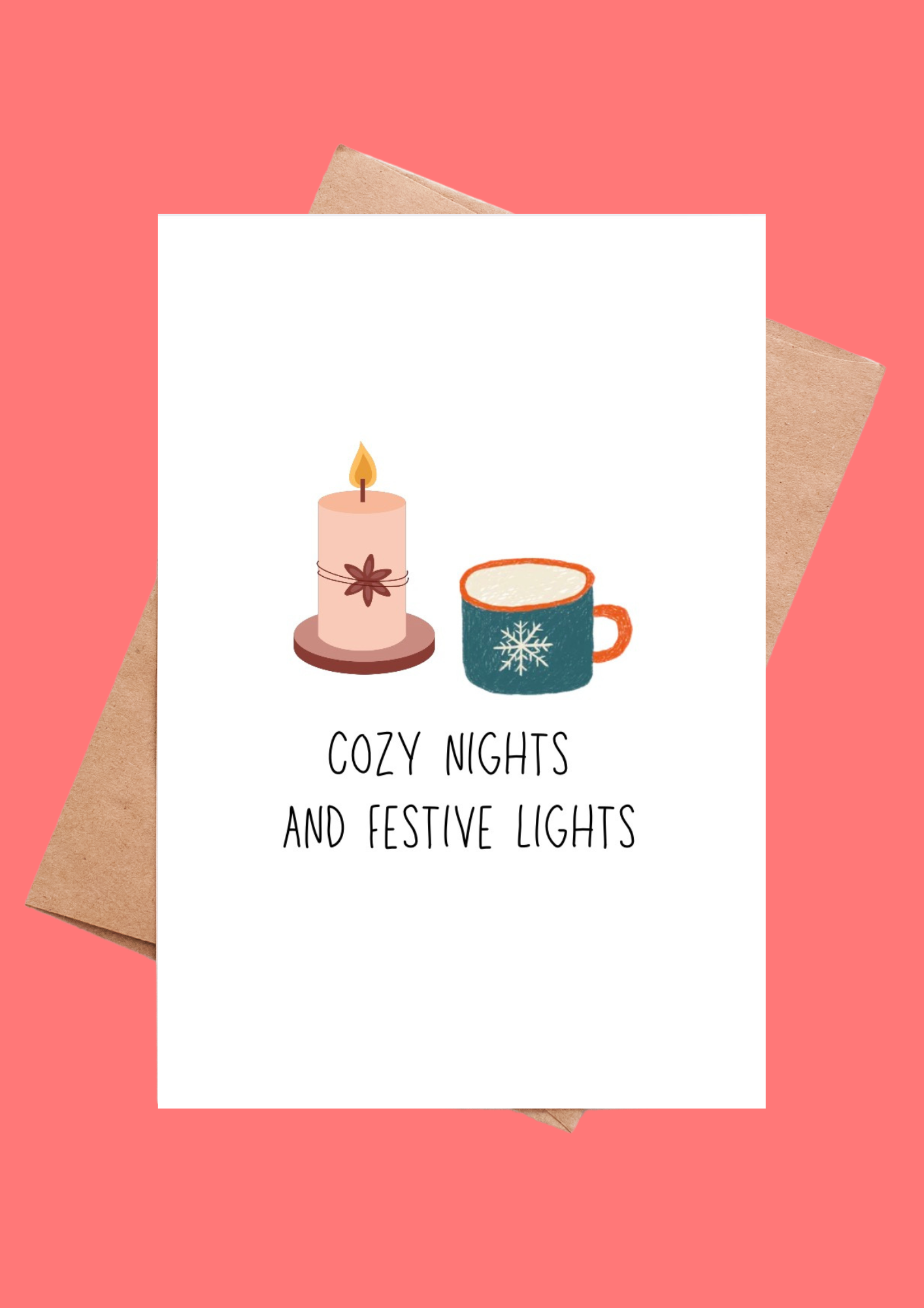 Christmas 2024 cards (27) Cozy Nights And Festive Lights - Minimalist Holiday Card - Image 1